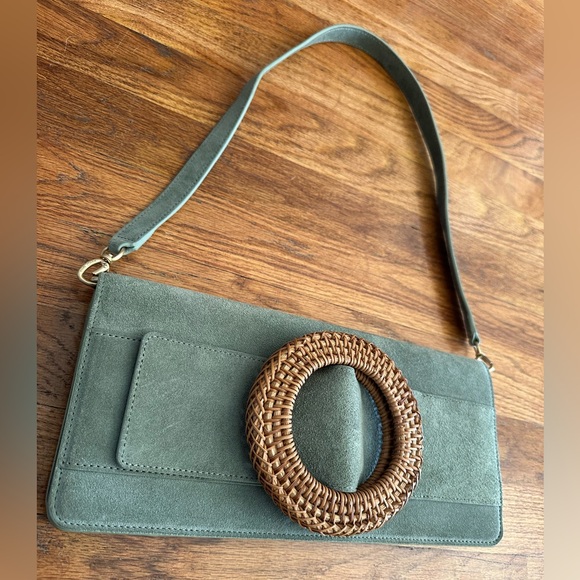 CULT GAIA Gemma Embellished Suede Clutch Slate Blue - Picture 6 of 12